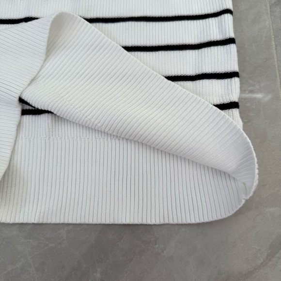 Women’s Talbots Stripe Shaker Stitch Funnel Neck Shell Mock Neck Sweater Medium - Picture 8 of 16